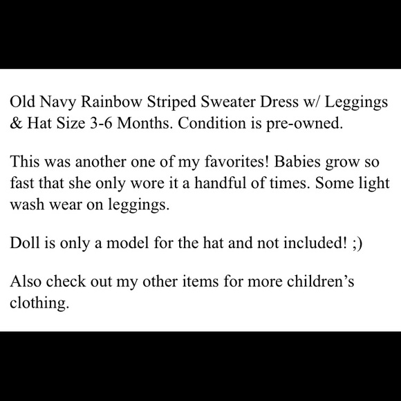 Old Navy Sweater Dress 3pc set 3-6 months - Picture 8 of 8